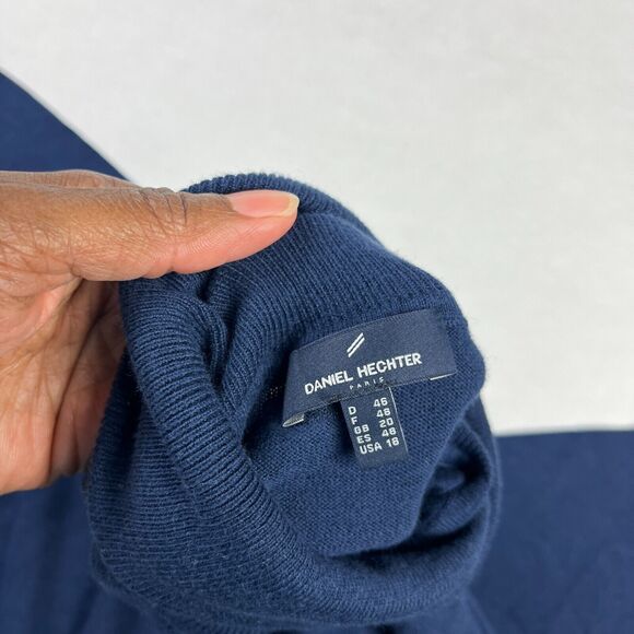 Daniel Hechter Womens Silk Blend Turtleneck Sweater Blue Short Sleeve Size 18 US - Picture 7 of 10